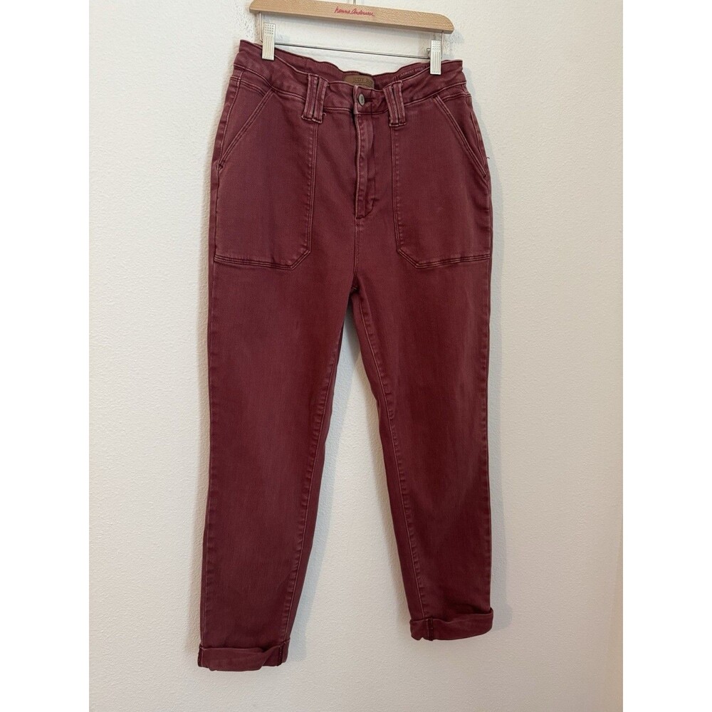 Judy Blue Aurora Weekender High Rise Cuffed Jeans Womens 11/30 Red Denim Stretch